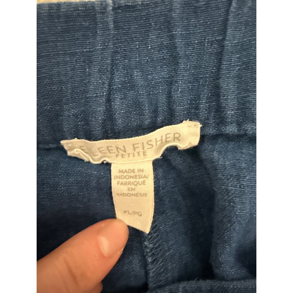 Eileen Fisher Organic Linen Straight Leg Blue Pants Size Large Petite Lagenlook - Picture 5 of 6